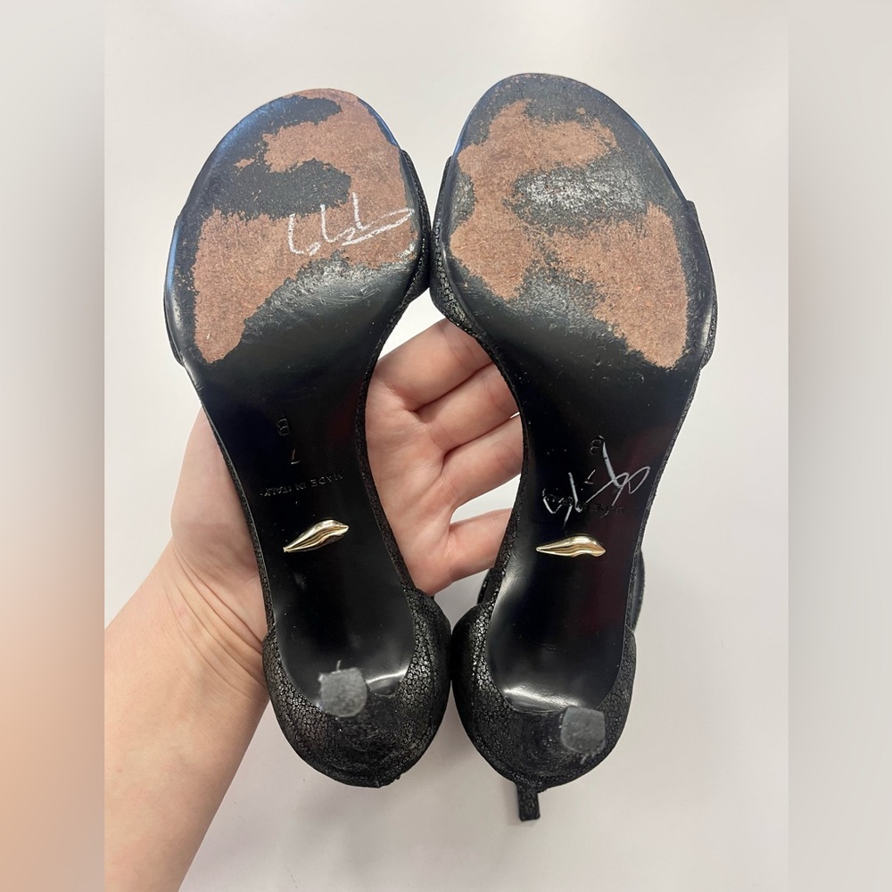 Diane Von Furstenberg Black glittery sparkly heels - Picture 8 of 9